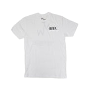 100% Combed Cotton White tee Rib collar Standard fit  Printed interior neck label Front chest logo "BEER" Back MW logo